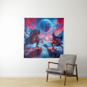 Viking vs Samurai: botsen onder de blauwe maan Wandkleed (In situ)