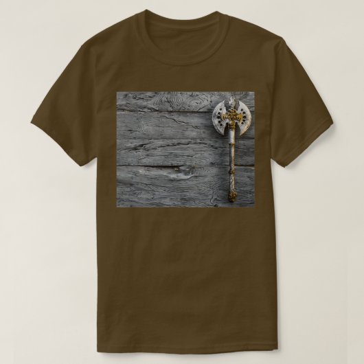 Viking War Ax against Silver Wood Limited Edition T-shirt (Design voorkant)