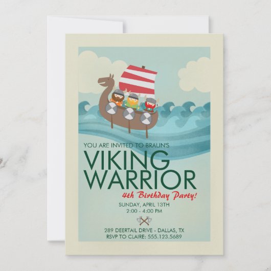 Viking Warrior Birthday Uitnodiging (Voorkant)