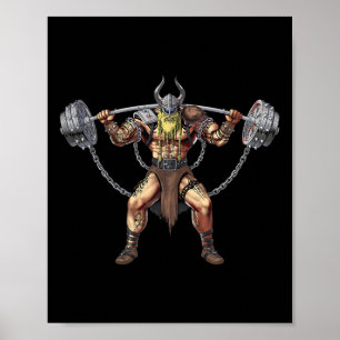 Viking Warrior Bodybuilding Gym Gewichtheffen Powe Poster