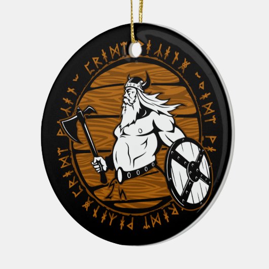 Viking Warrior Helmet Shield start Kerstmis Keramisch Ornament (Links)