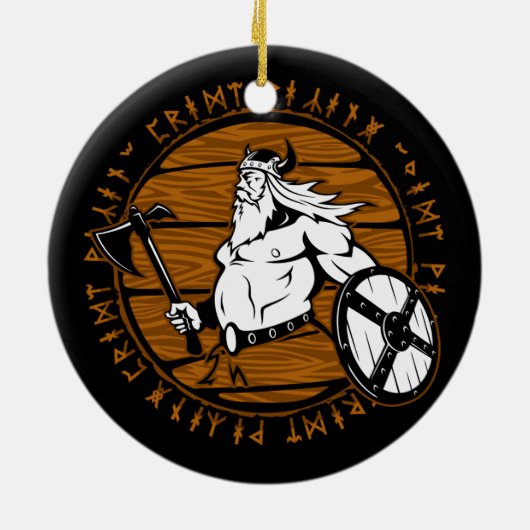 Viking Warrior Helmet Shield start Kerstmis Keramisch Ornament (Achterkant)