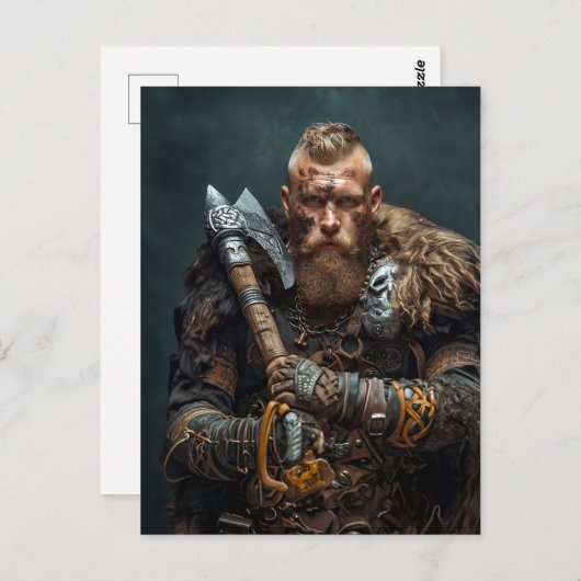 Viking Warrior in Authentic Attire Briefkaart (Voorkant / Achterkant)