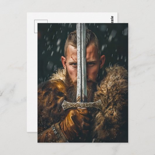 Viking Warrior in Authentic Attire Briefkaart (Voorkant / Achterkant)