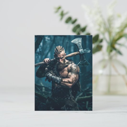 Viking Warrior in Authentic Attire Briefkaart (Staand voorkant)