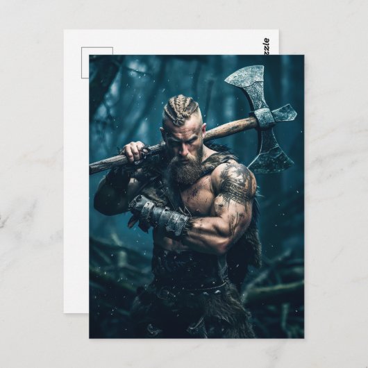 Viking Warrior in Authentic Attire Briefkaart (Voorkant / Achterkant)