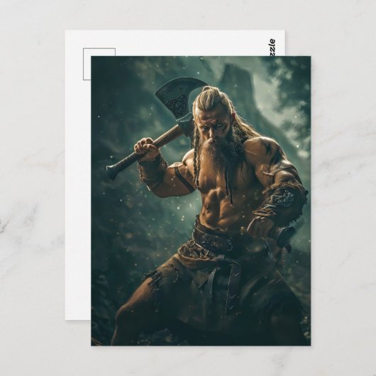 Viking Warrior in Authentic Attire Briefkaart (Voorkant / Achterkant)