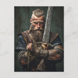 Viking Warrior in Authentic Attire Briefkaart