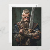 Viking Warrior in Authentic Attire Briefkaart (Voorkant / Achterkant)