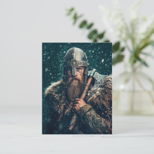 Viking Warrior in Authentic Attire Briefkaart (Staand voorkant)
