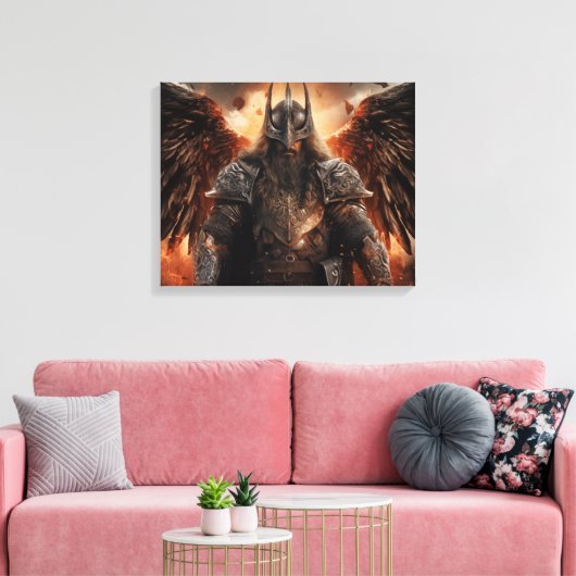 Viking Warrior Knight - Uitgerekte canvas Print (Insitu (Woonkamer))