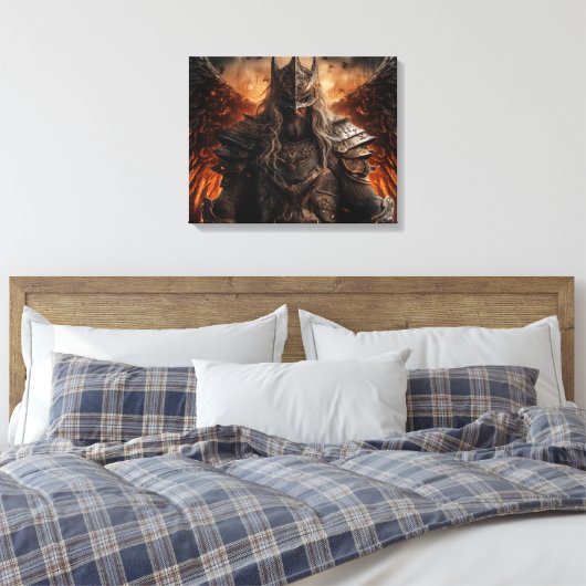 Viking Warrior Knight - Uitgerekte canvas Print (Insitu (Slaapkamer))