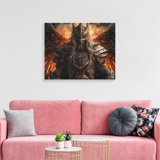 Viking Warrior Knight - Uitgerekte canvas Print (Insitu (Woonkamer))