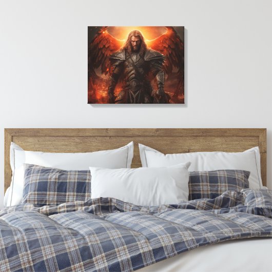 Viking Warrior Knight - Uitgerekte canvas Print (Insitu (Slaapkamer))