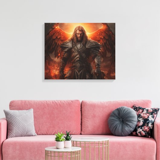 Viking Warrior Knight - Uitgerekte canvas Print (Insitu (Woonkamer))
