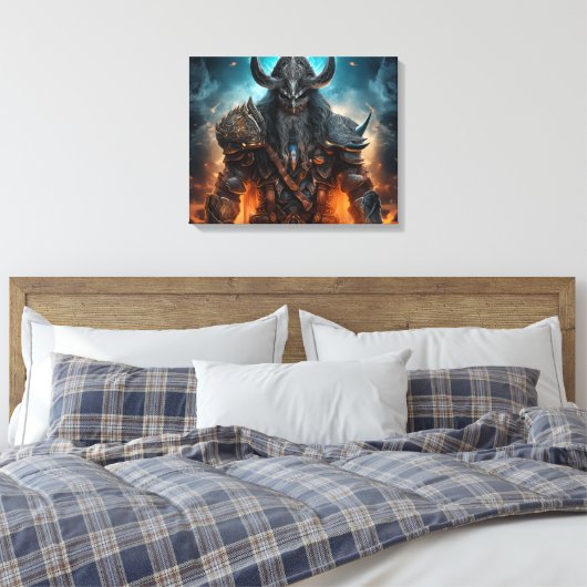 Viking Warrior Knight - Uitgerekte canvas Print (Insitu (Slaapkamer))
