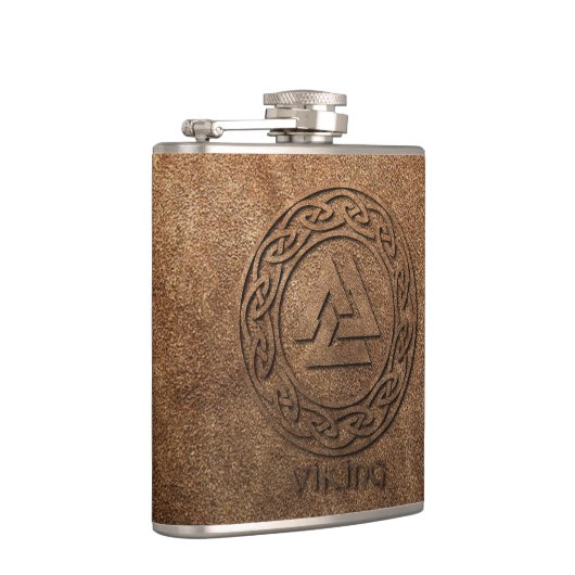 Viking Warrior Leather Print Heupfles (Rechts)