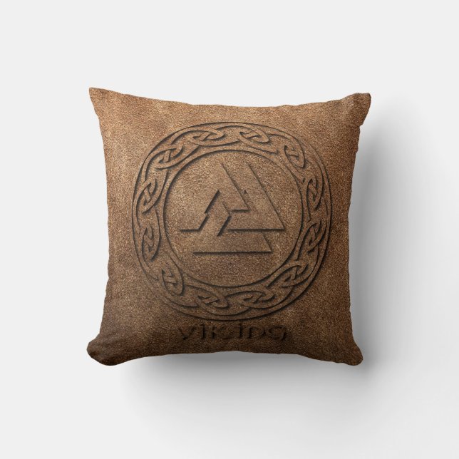 Viking Warrior Leather Print Kussen (Voorkant)