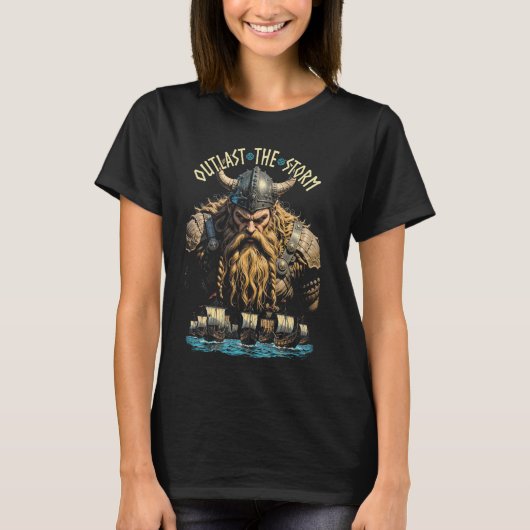 Viking Warrior overleeft de Storm Noorse mythologi T-shirt (Voorkant)
