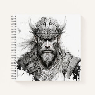 Viking Warrior Portret Schilderen Historisch Stoer Notitieboek