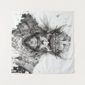 Viking Warrior Portret Schilderen Historisch Stoer Wandkleed (Voorkant (horizontaal))