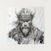 Viking Warrior Portret Schilderen Historisch Stoer Wandkleed (Voorkant)