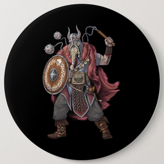 Viking Warrior Ronde Button 6,0 Cm (Voorkant)