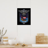 Viking Warrior Ship Raven Poster (Keuken)