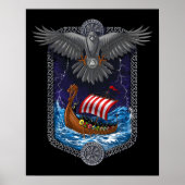 Viking Warrior Ship Raven Poster (Voorkant)