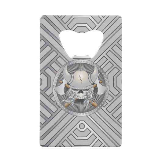 Viking Warrior Skull Creditkaart Flessenopener (Voorkant)