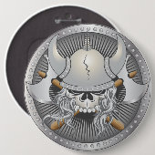 Viking Warrior Skull Ronde Button 6,0 Cm (Voorkant /achterkant)