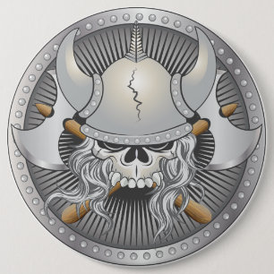 Viking Warrior Skull Ronde Button 6,0 Cm