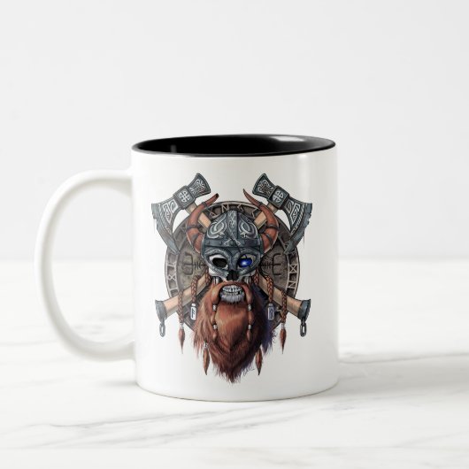 Viking Warrior Skull Tweekleurige Koffiemok (Links)