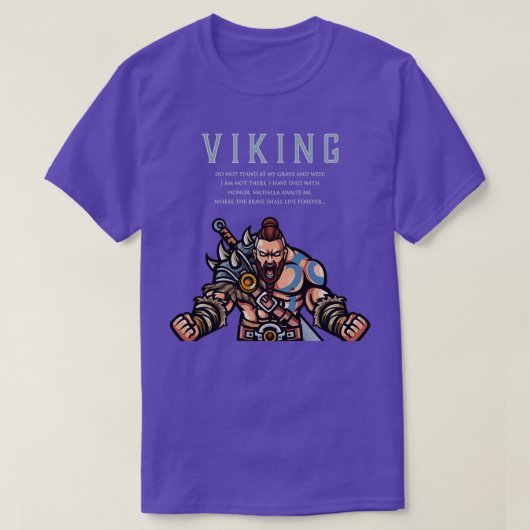 Viking Warrior Valhalla wacht op me waar de Brave T-shirt (Design voorkant)