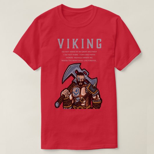 Viking Warrior Valhalla wacht op me waar de Brave T-shirt (Design voorkant)