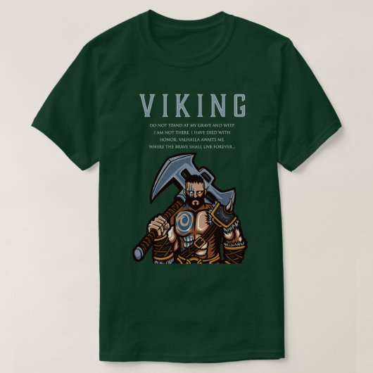 Viking Warrior Valhalla wacht op me waar de Brave T-shirt (Design voorkant)