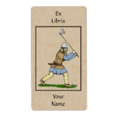 Viking Warrior Wielding Broad-Ax-boekplaat Etiket (Voorkant)