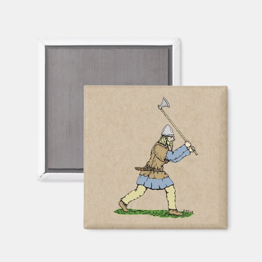 Viking Warrior Wielding Broad-Ax Magneet (Voorkant / Achterkant)