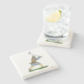 Viking Warrior Wielding Broad-Ax Stenen Onderzetter (Zijkant)