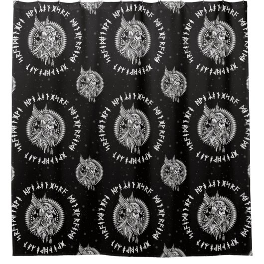 Viking Warrior Winged Helmet Douchegordijn (Voorkant)