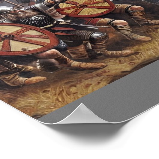 Viking Warriors charge in strijd Poster (Hoek)