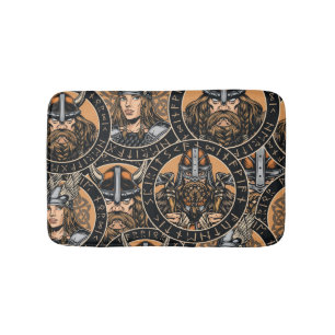 Viking Warriors: Kleurrijk patroon Badmat