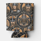 Viking Warriors: Kleurrijk  patroon Blikjeskoeler (Voorkant)