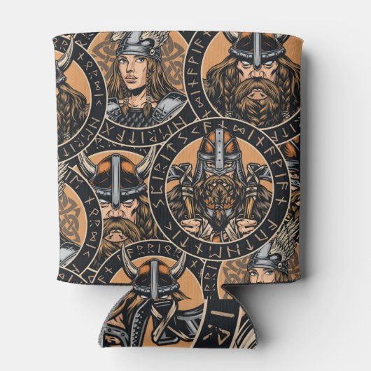 Viking Warriors: Kleurrijk  patroon Blikjeskoeler (Achterkant)