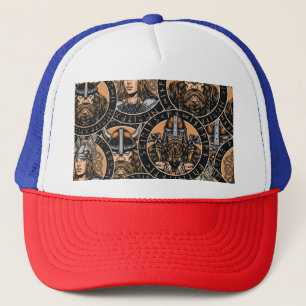 Viking Warriors: Kleurrijk  patroon Trucker Pet