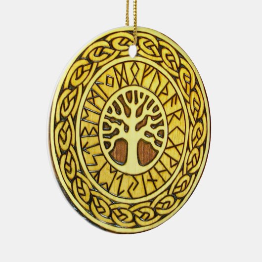 Viking werkt met boomversiering keramisch ornament (Rechts)