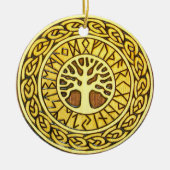 Viking werkt met boomversiering keramisch ornament (Voorkant)