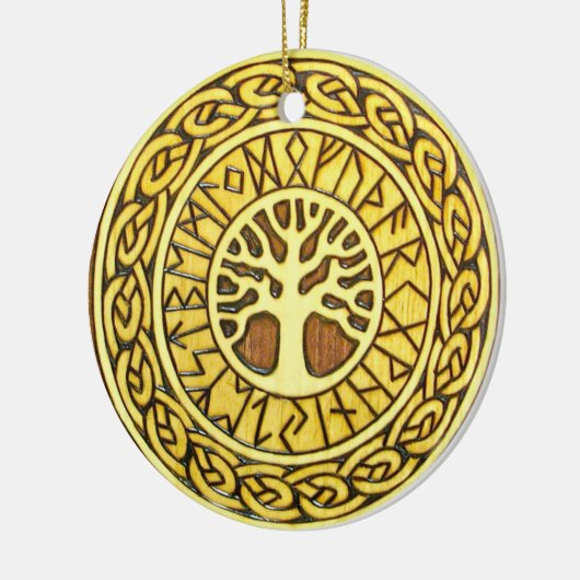 Viking werkt met boomversiering keramisch ornament (Links)