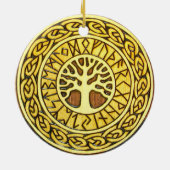 Viking werkt met boomversiering keramisch ornament (Achterkant)