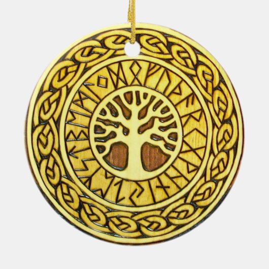 Viking werkt met boomversiering keramisch ornament (Achterkant)